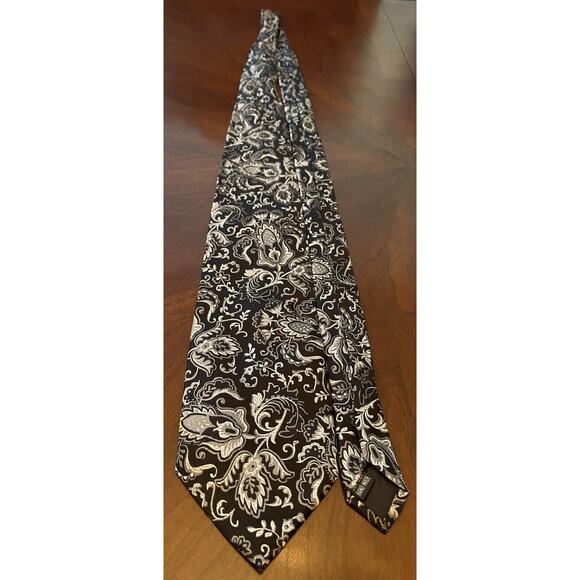 Ferre Massino Black Gray Hand Made 100% Silk Made In China Long - Picture 3 of 9